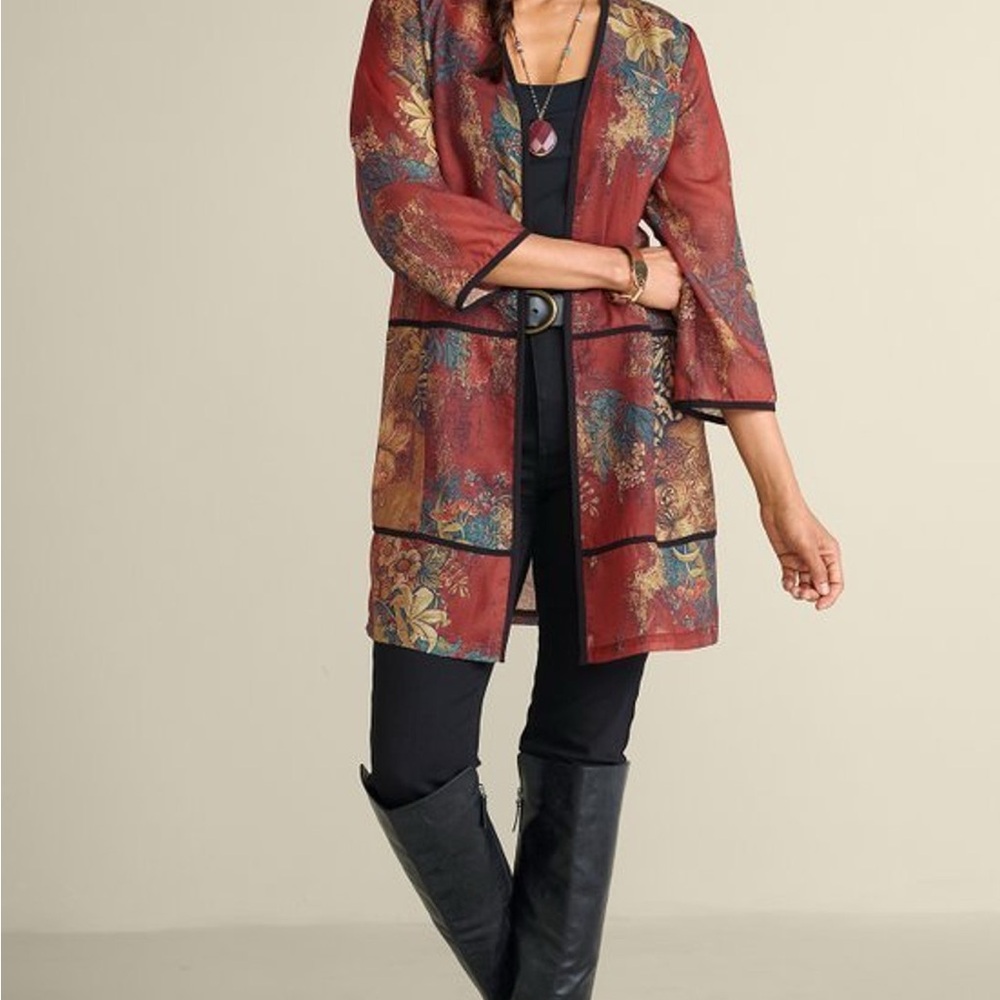 Soft Surroundings Gold Multi Delaney Jacket Size XS‎